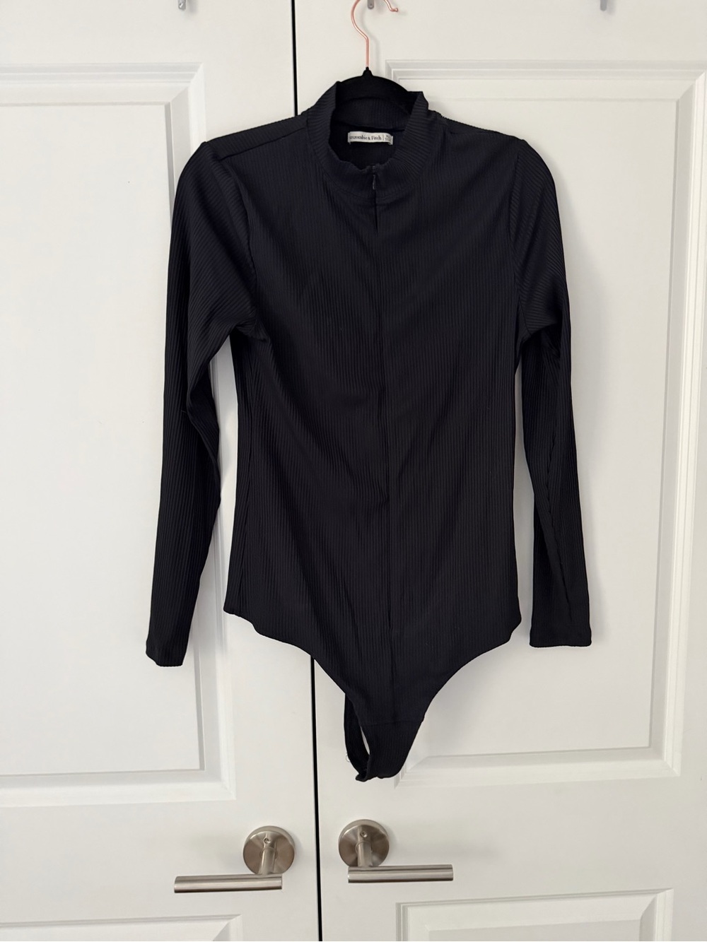 Abercrombie & Fitch Black Long Sleeve Ribbed Bodysuit